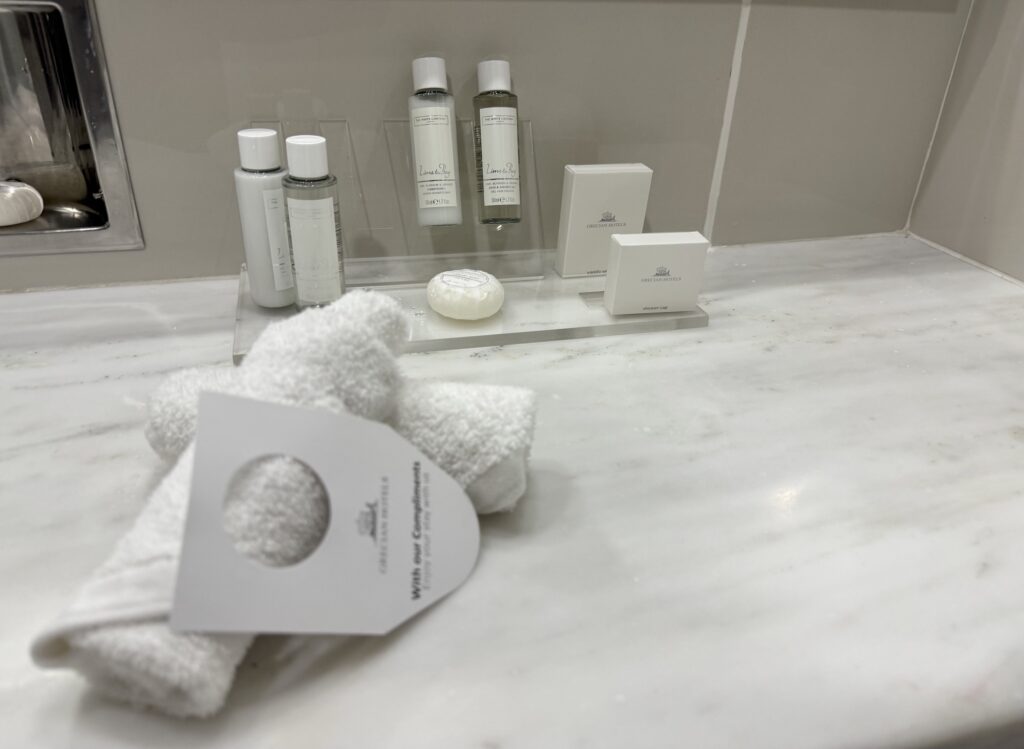 The White company bathroomproducts at Grecian Sands hotel