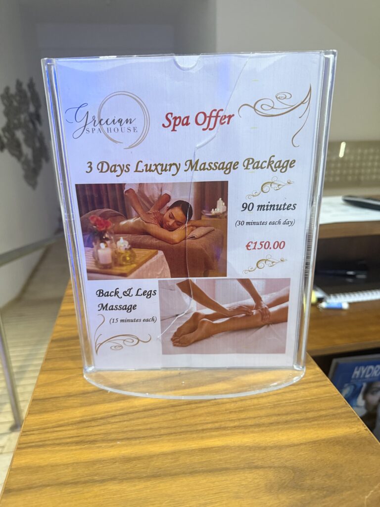 Grecian sands hotel spa offer by Metiya